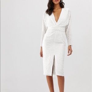 ASOS White Sequin White Long sleeve dress